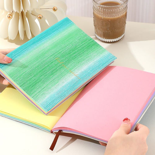 Susu Aesthetic Gradient Journal | Textured Iridescent Notebook with Pastel Pages