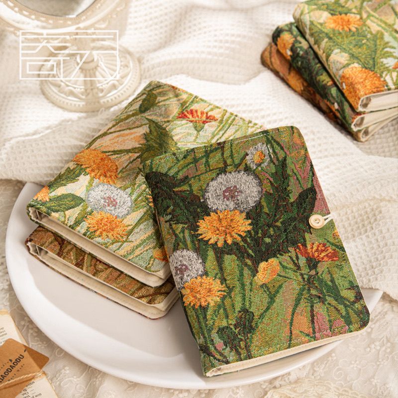 Susu Vintage Botanical Tapestry Notebook | Woven Floral Journal with Button Closure