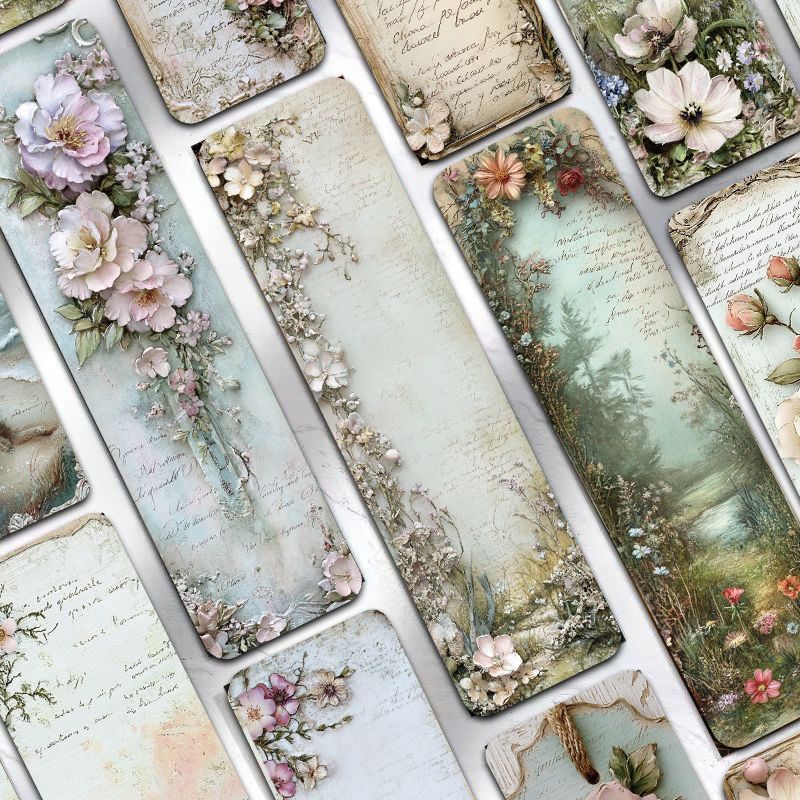 Susu Vintage Botanical Script Bookmark | Romantic Floral Page Marker