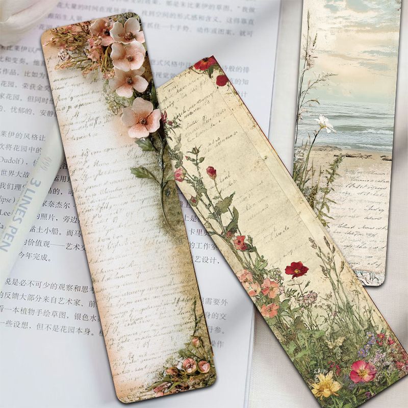 Susu Vintage Botanical Script Bookmark | Romantic Floral Page Marker