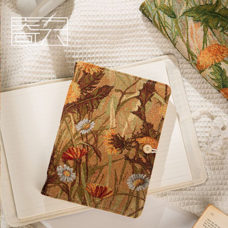 Susu Vintage Botanical Tapestry Notebook | Woven Floral Journal with Button Closure