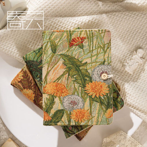 Susu Vintage Botanical Tapestry Notebook | Woven Floral Journal with Button Closure