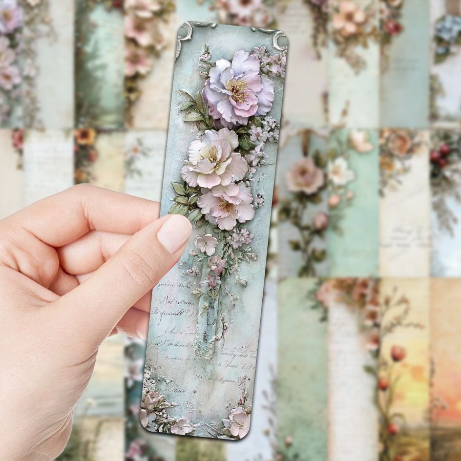 Susu Vintage Botanical Script Bookmark | Romantic Floral Page Marker