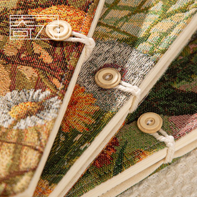 Susu Vintage Botanical Tapestry Notebook | Woven Floral Journal with Button Closure