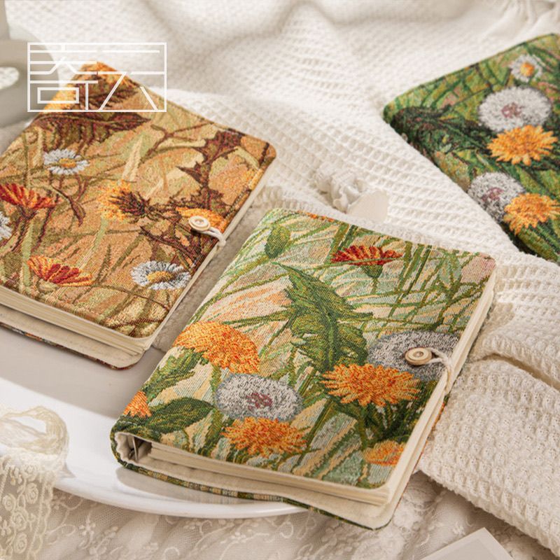Susu Vintage Botanical Tapestry Notebook | Woven Floral Journal with Button Closure