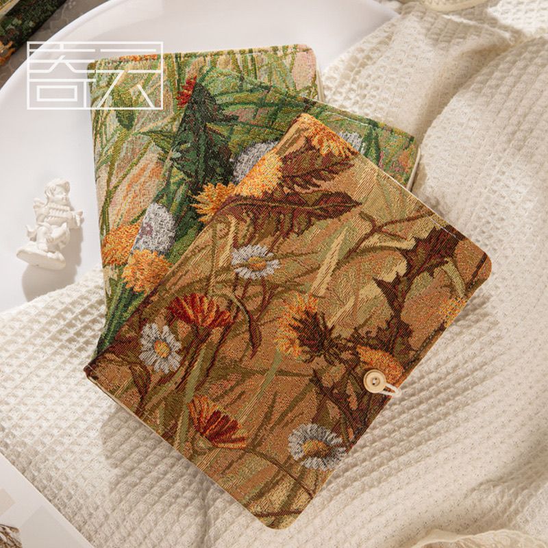 Susu Vintage Botanical Tapestry Notebook | Woven Floral Journal with Button Closure